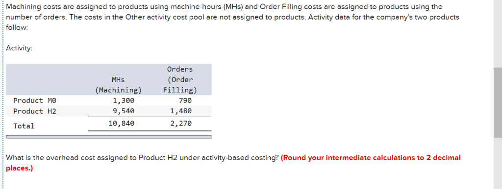 pools--Machining, Order Filling, and Other. In the first stage allocations, costs in
