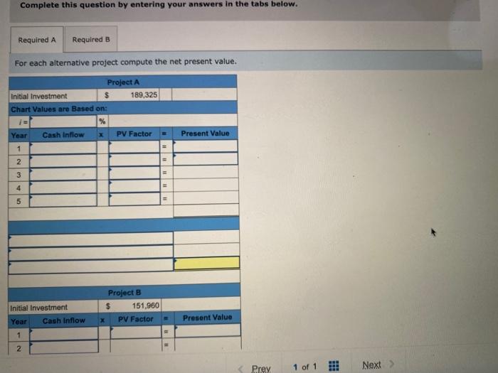 investments being considered by Jolee Company. The company requires a 6% return