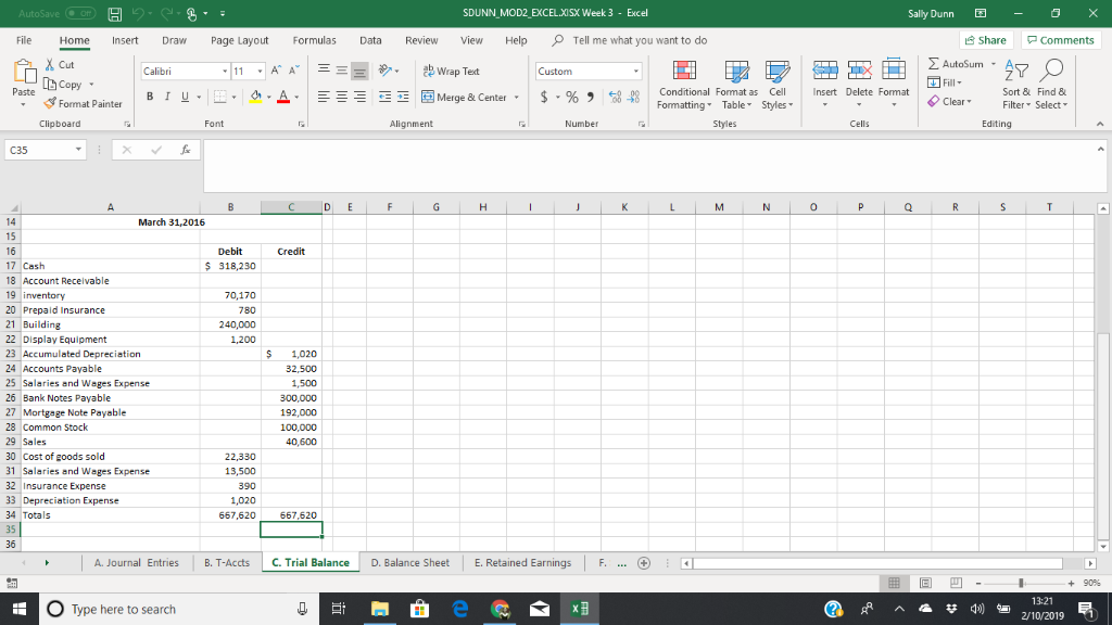  Using excel balance sheet calculate the current ratio and the debt