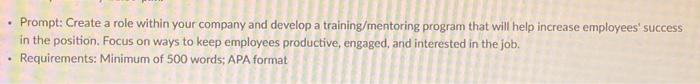  - Prompt: Create a role within your company and develop a