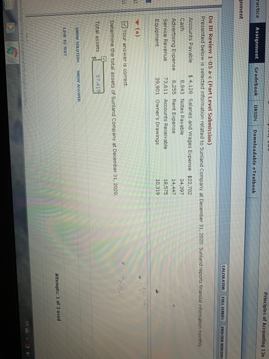 equity of Sunland Company at December 31, 2020. Owner's equity 46,782 CH1