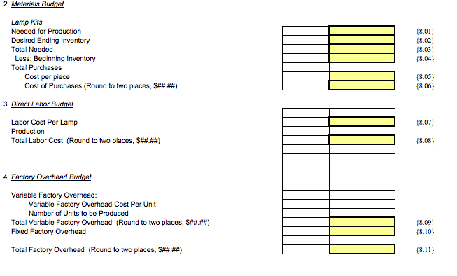 present costs to manufacture one lamp are: $16.0000000 per lamp Lamp Kit: