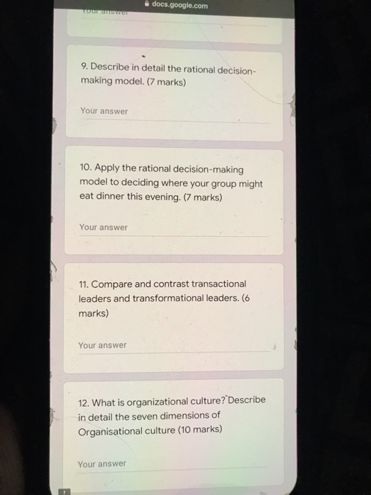  docs.google.com Terms 9. Describe in detail the rational decision- making model.