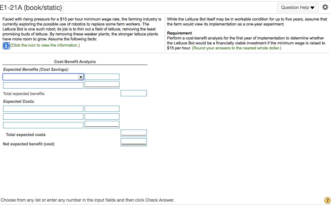  E1-21A (book/static) Question Help While the Lettuce Bot itself may be