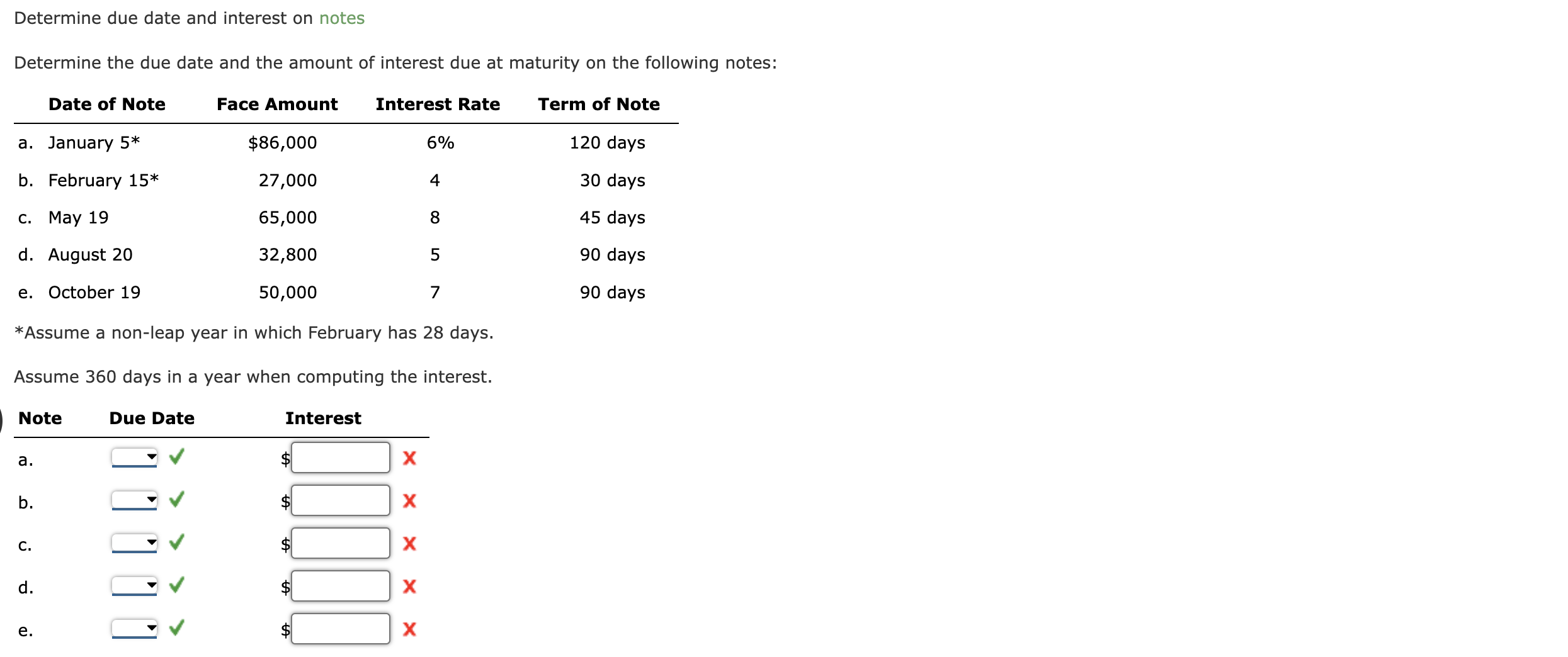 Determine due date and interest on notes Determine the due date and