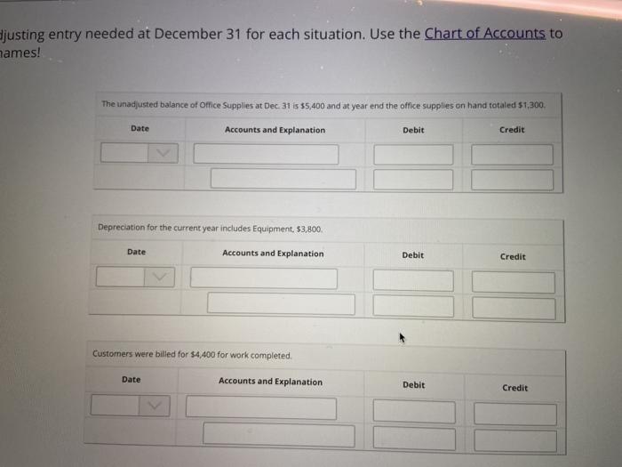 Use the Chart of Accounts to review account names! Thenduste balance of