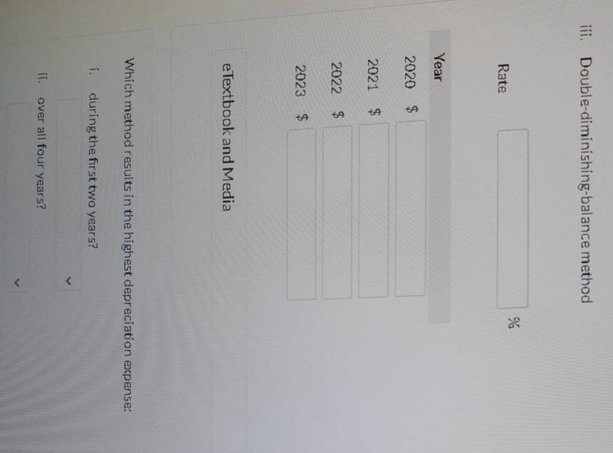 purchased on January 1, 2020, for $103,000. It is expected to have