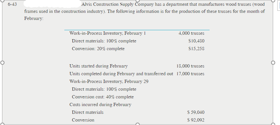 USING FIFO FIFO Method Refer to the information in Problem 6-43 Q.