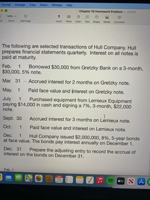  Format Arrange View Share Window Help Chapter 10 Homework Problem -