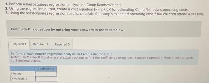 information applies to the questions displayed below.] Camp Rainbow offers overnight summer