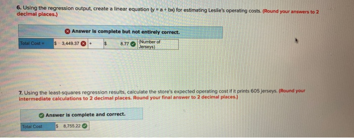 costs. (Round your answers to 2 decimal places.) Answer is complete but