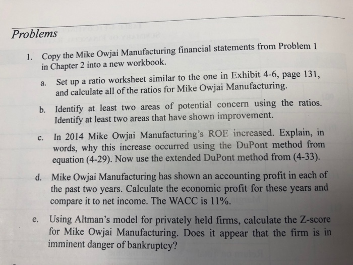  Show in excel with functions Problems Copy the Mike Owjai Manufacturing