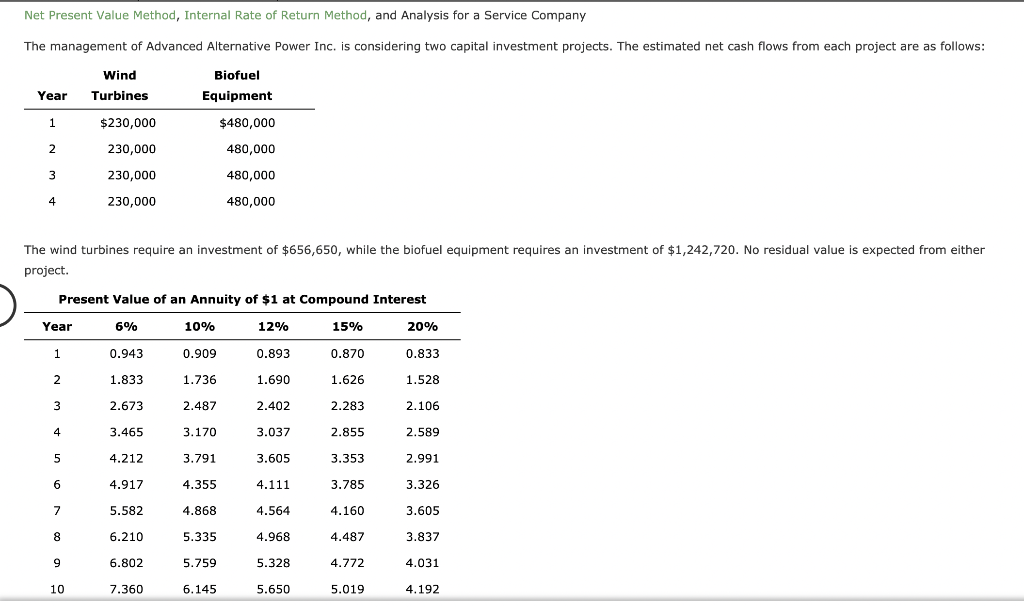  Net Present Value Method, Internal Rate of Return Method, and Analysis
