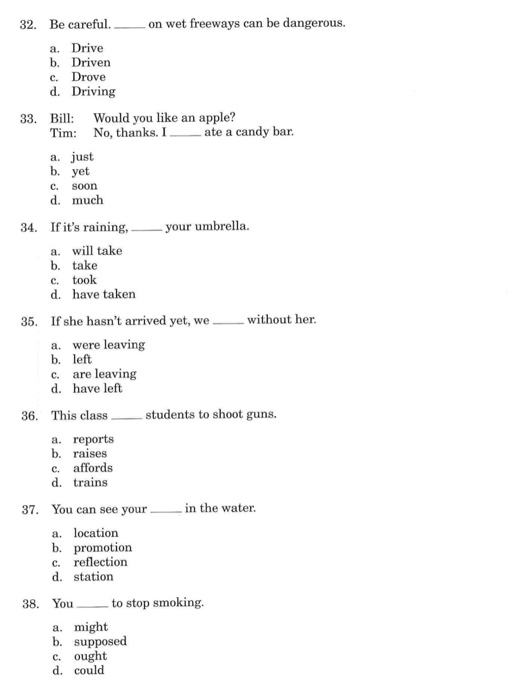 mark your answer sheet a, b, c, or d. DO NOT WRITE