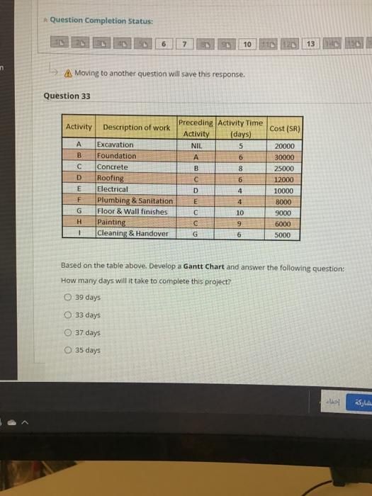  Question Completion Status: 7 10 13 n A Moving to another