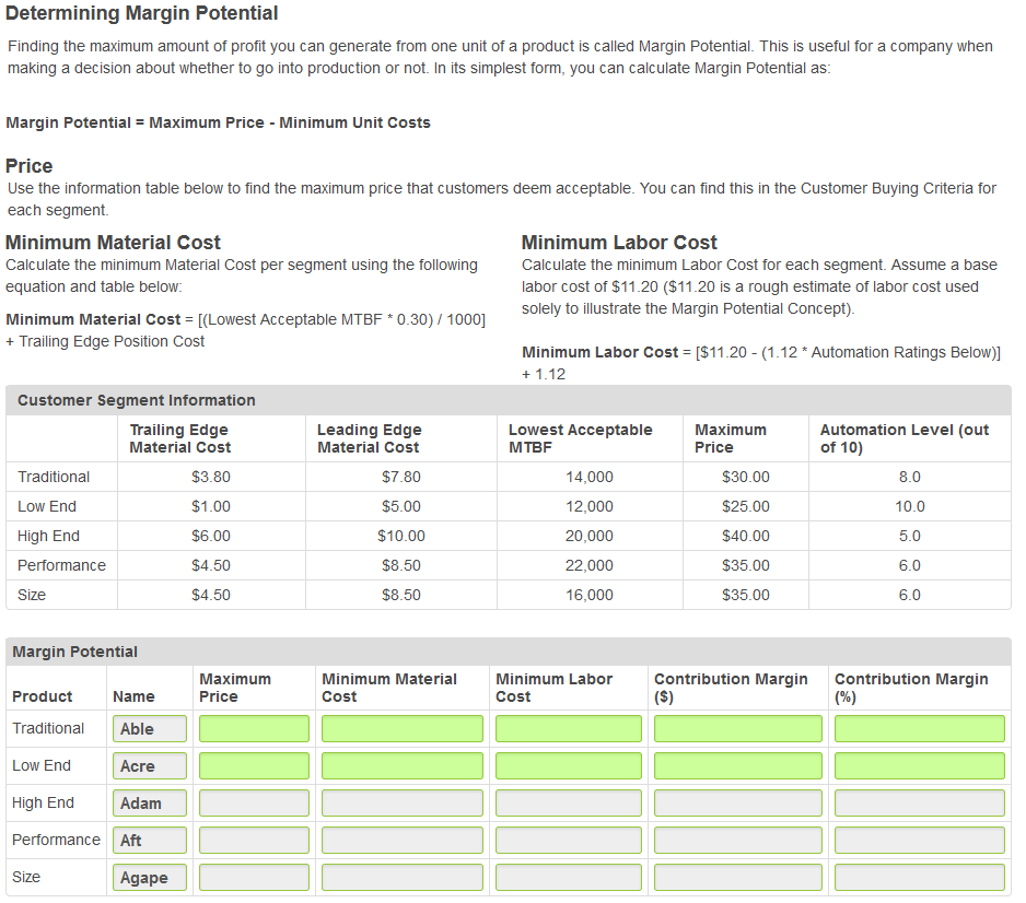 help the Research & Development Department understand how to change the cost