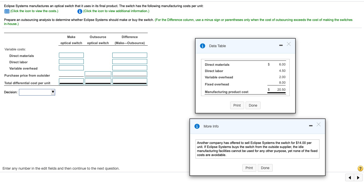  Eclipse Systems manufactures an optical switch that it uses in its