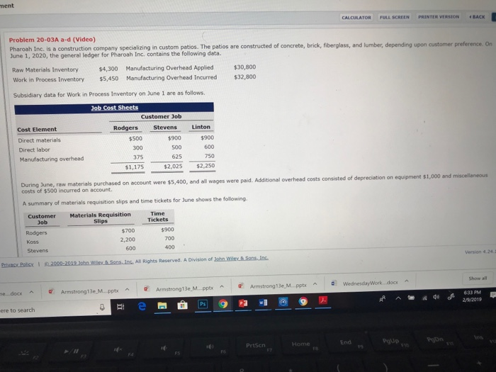  CALCULAToR TOR FULL SCREENP R VERSION BACK Problem 20-03A a-d (Video)