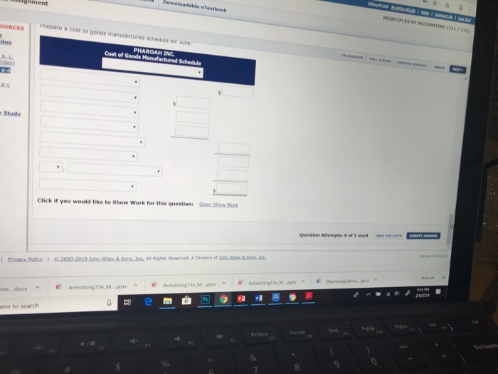 Incurred Subsidiary data for Work in Process Inventory on June 1 are