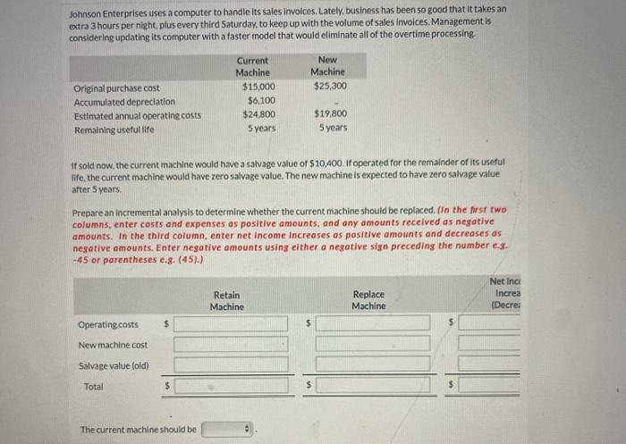answer all parts Johnson Enterprises uses a computer to handle its sales