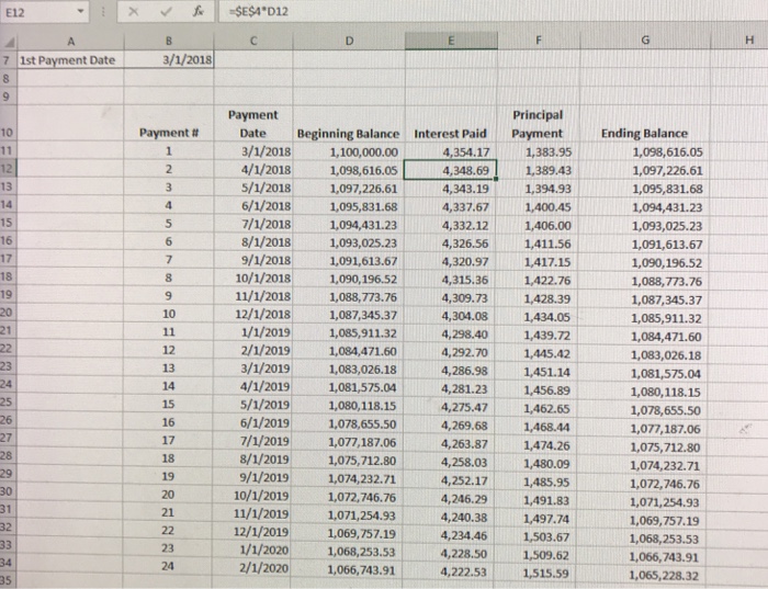 formula to the range E12 E34. The result should be a positive