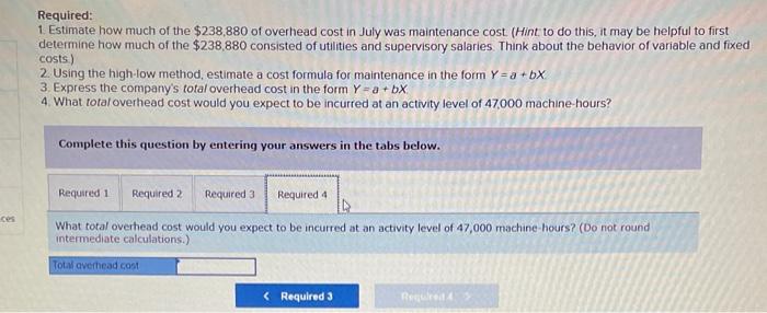 management wants to break down the maintenance cost into its variable and