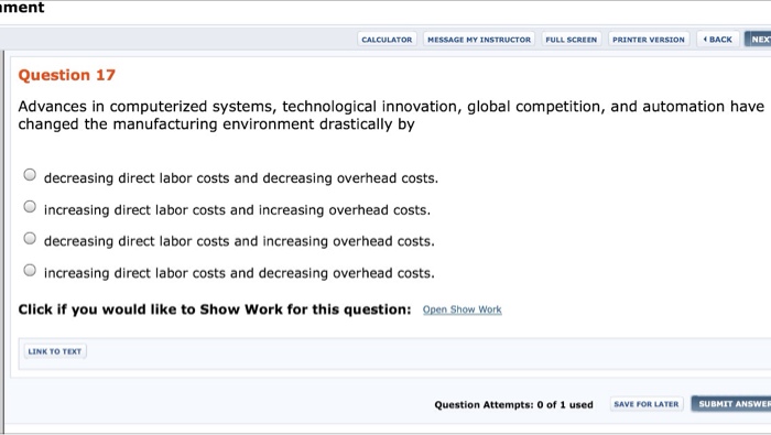 Please help with accounting Advances in computerized systems, technological innovation, global competition,