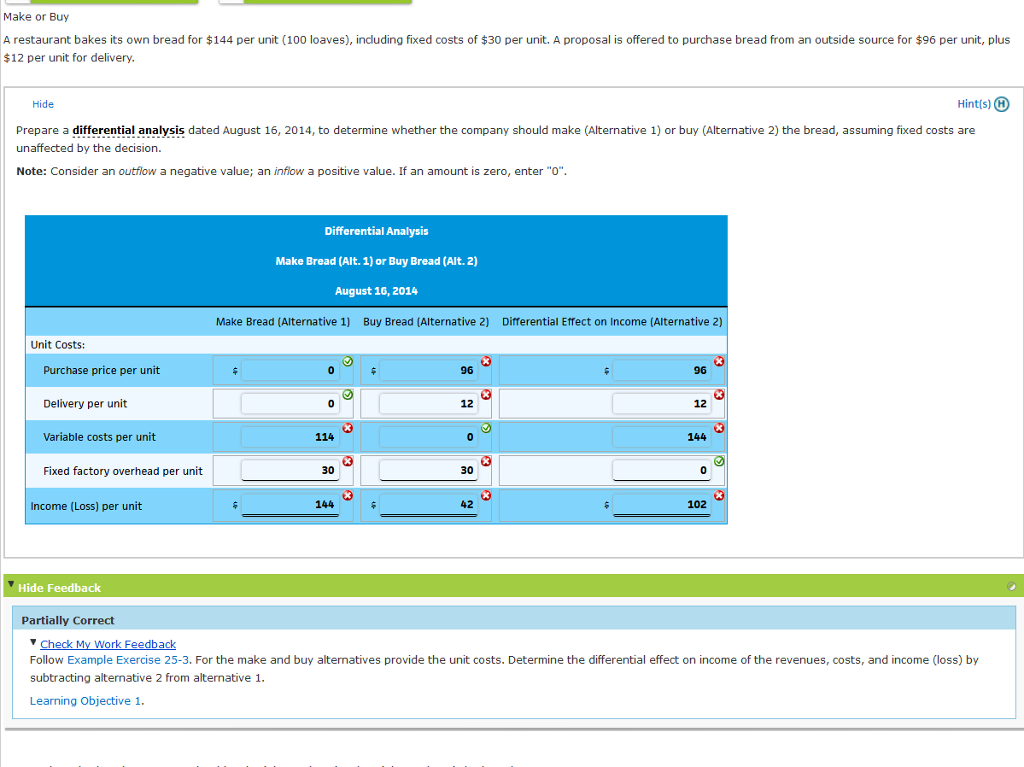  A restaurant bakes its own bread for $144 per unit (100