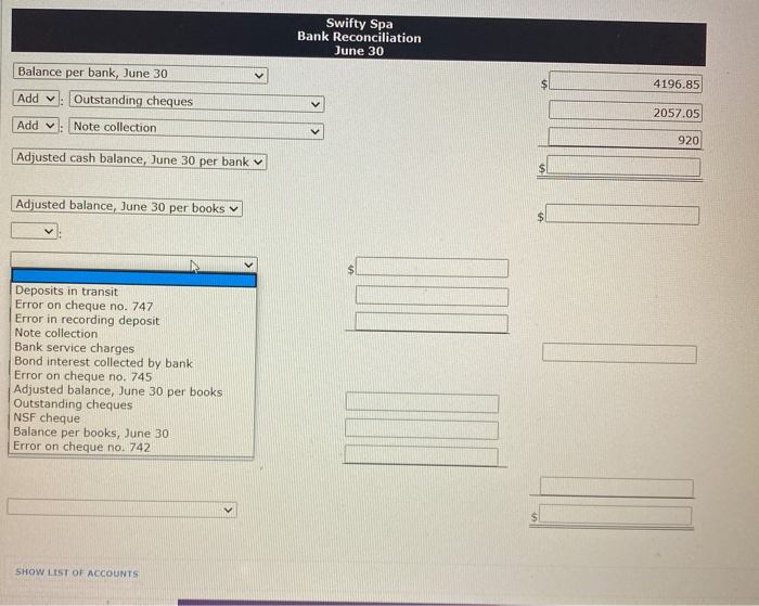 a general ledger balance for the Cash account of $4,196,85 on June