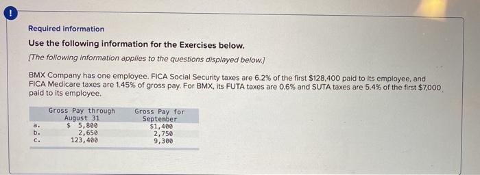 Please answer all Required information Use the following information for the
