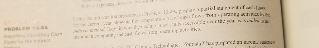 of cash flows for the current year, showing the computation of net