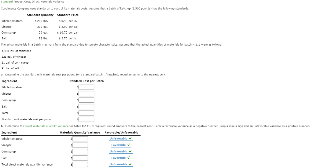 Does anyone know how to do this? Standard Product Cost, Direct Materials