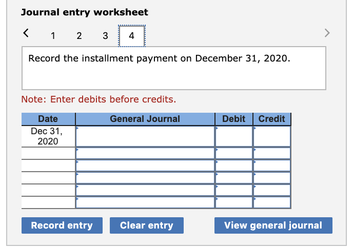 requires an annual installment payment on December 31. Cucina Corp. has a