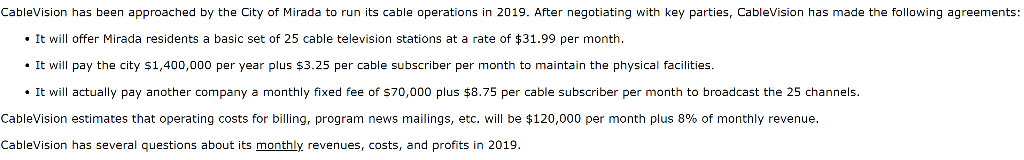  Please correct the wrong answer!(1,4,and Part C) CableVision has been approached
