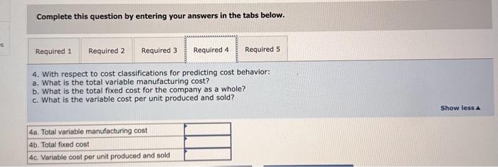 statements: a. What is the total product cost? b. What is the