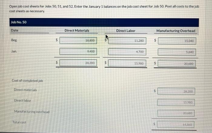 the journal entries to record the sale of any job(s) during the