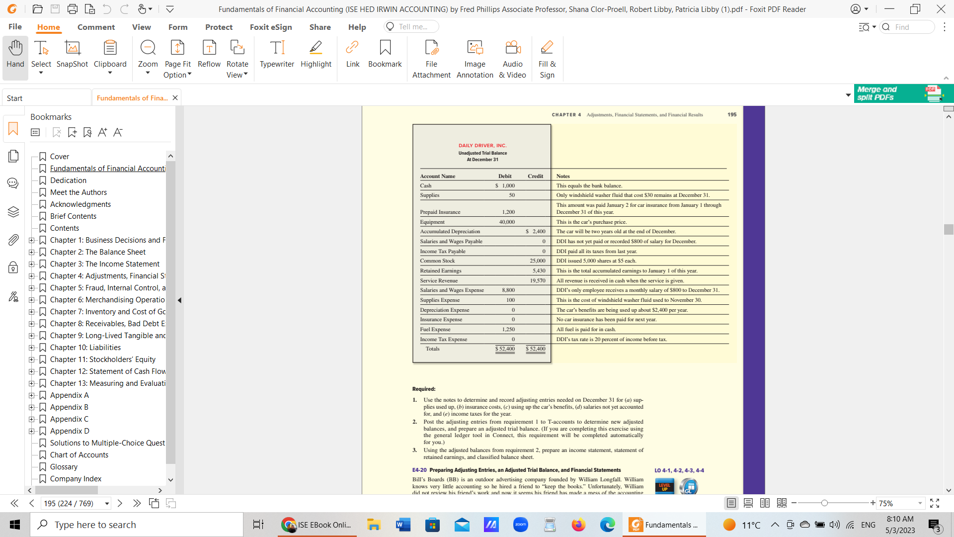 Refer to Exercise E4-19 in your Textbook (pages 194-195). Based on the