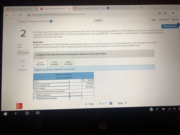 2 Problem 3-13 Schedules of Cost of Goods Manufactured and Cost of