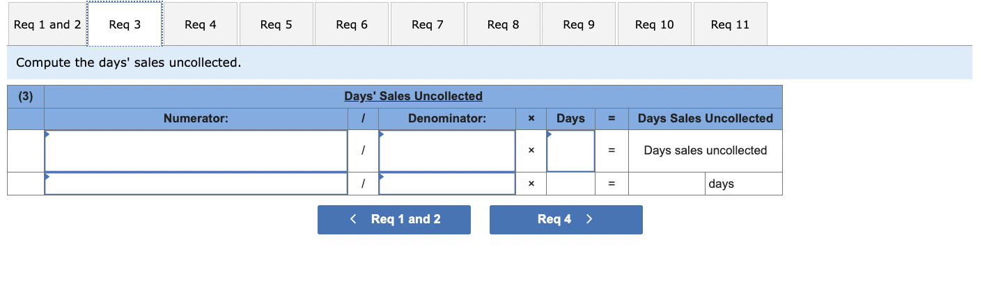 last picture is 1st question (Req 1 & 2) Compute the days'