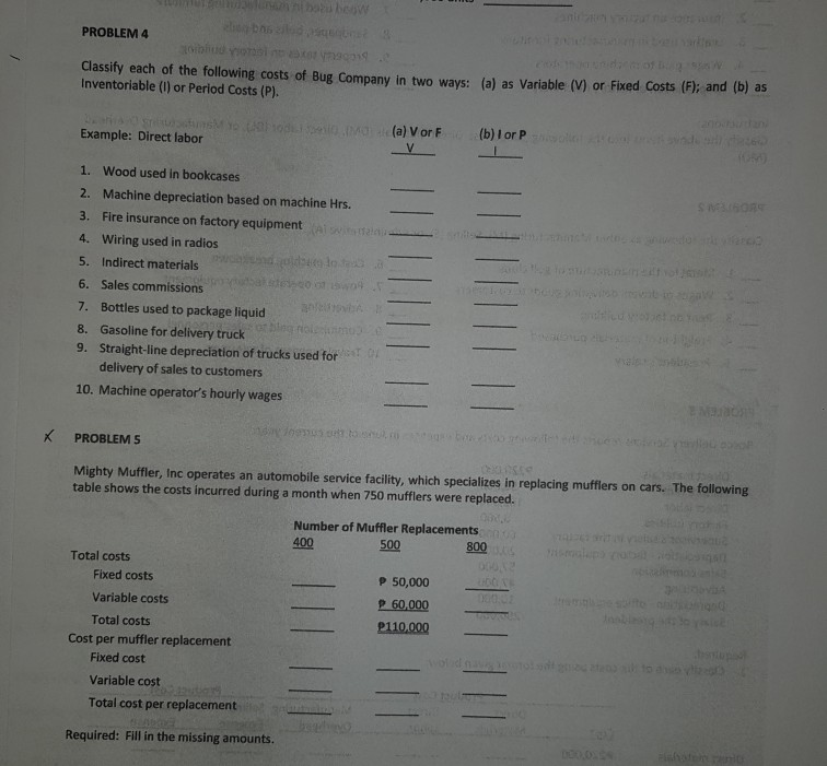 Manufacturing (M), Selling (S), or Administrative (A). 1. Metal for the manufacture