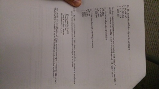  The direct labor efficiency (quantity) variance is a. $3, 364.20 F