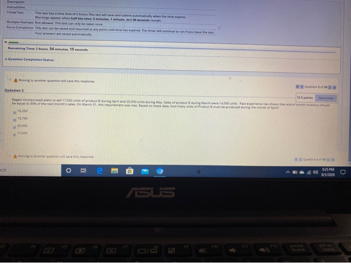  Description Instructions Timed Test This test has a time limit of