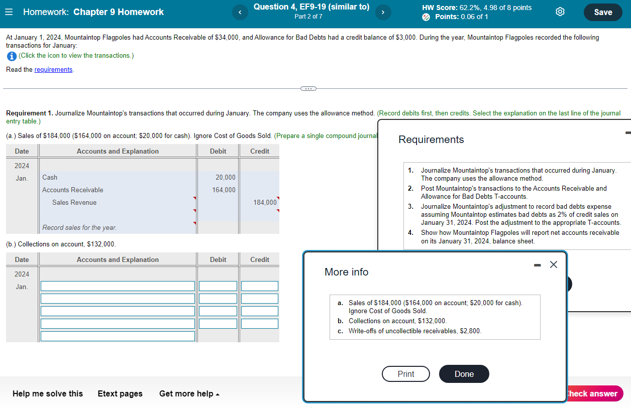  = Homework: Chapter 9 Homework Question 4, EF9-19 (similar to) Part