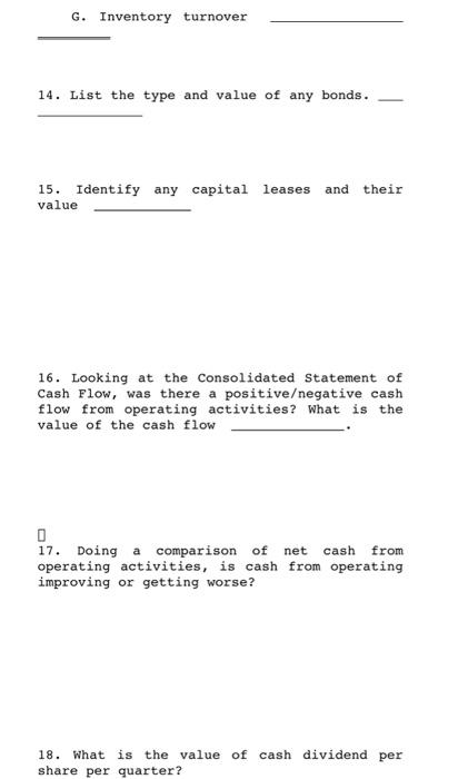 the company does not have the item, then write in N/A. 1.