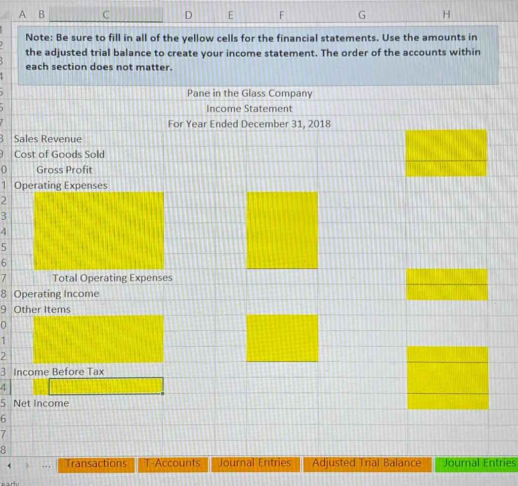 statement. Do 5 6. Accounts 7 Number - Title 8 100 Cash