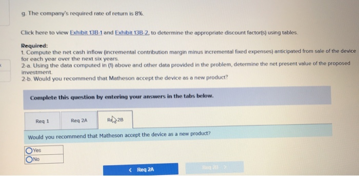 that revealed the following information: a. New equipment would have to be