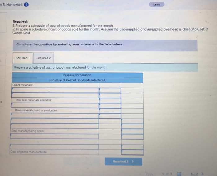 Schedules of Cost of Goods Manufactured and Cost of Goods Sold [LO3-3)