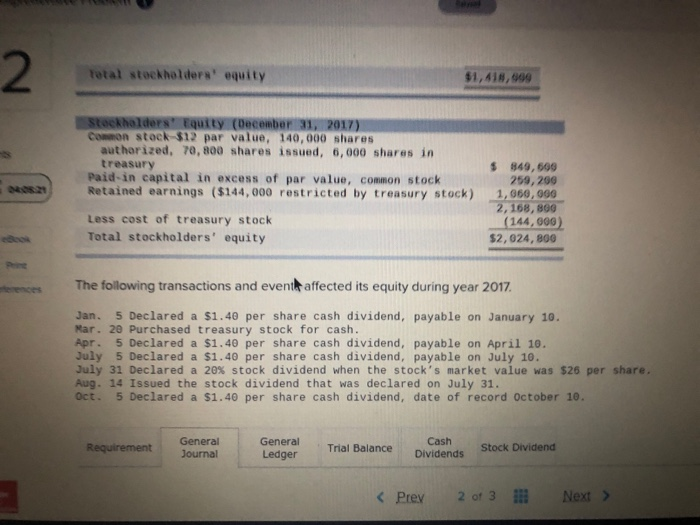  please provide step by step solutions 2 Total stockholders' equity $1,418,909
