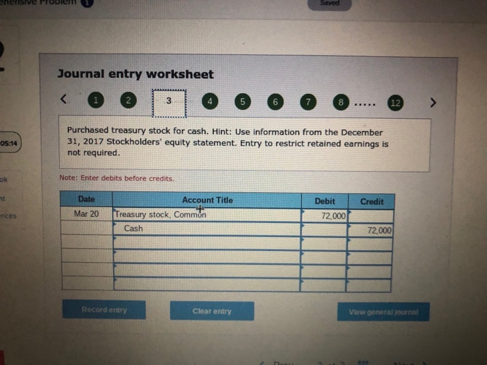 Stockhalders' Equity (December 31, 2017) Common stock-$12 par value, 140, 000 shares