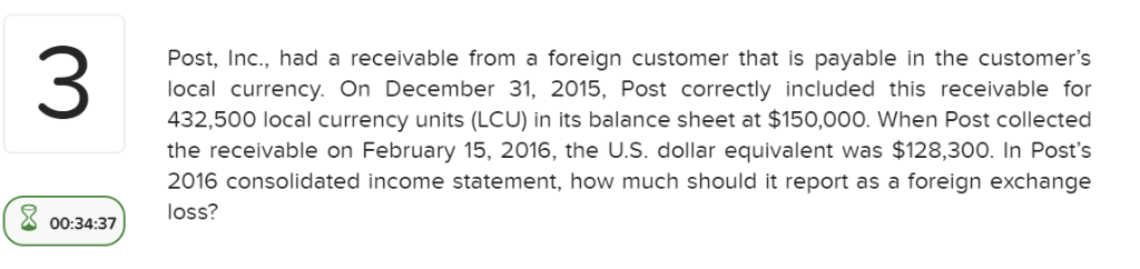  3 Post, Inc., had a receivable from a foreign customer that